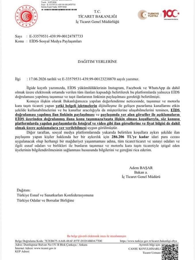 EİDS VE SOSYAL MEDYA PAYLAŞIMLARINDA YENİ DÜZENLEME